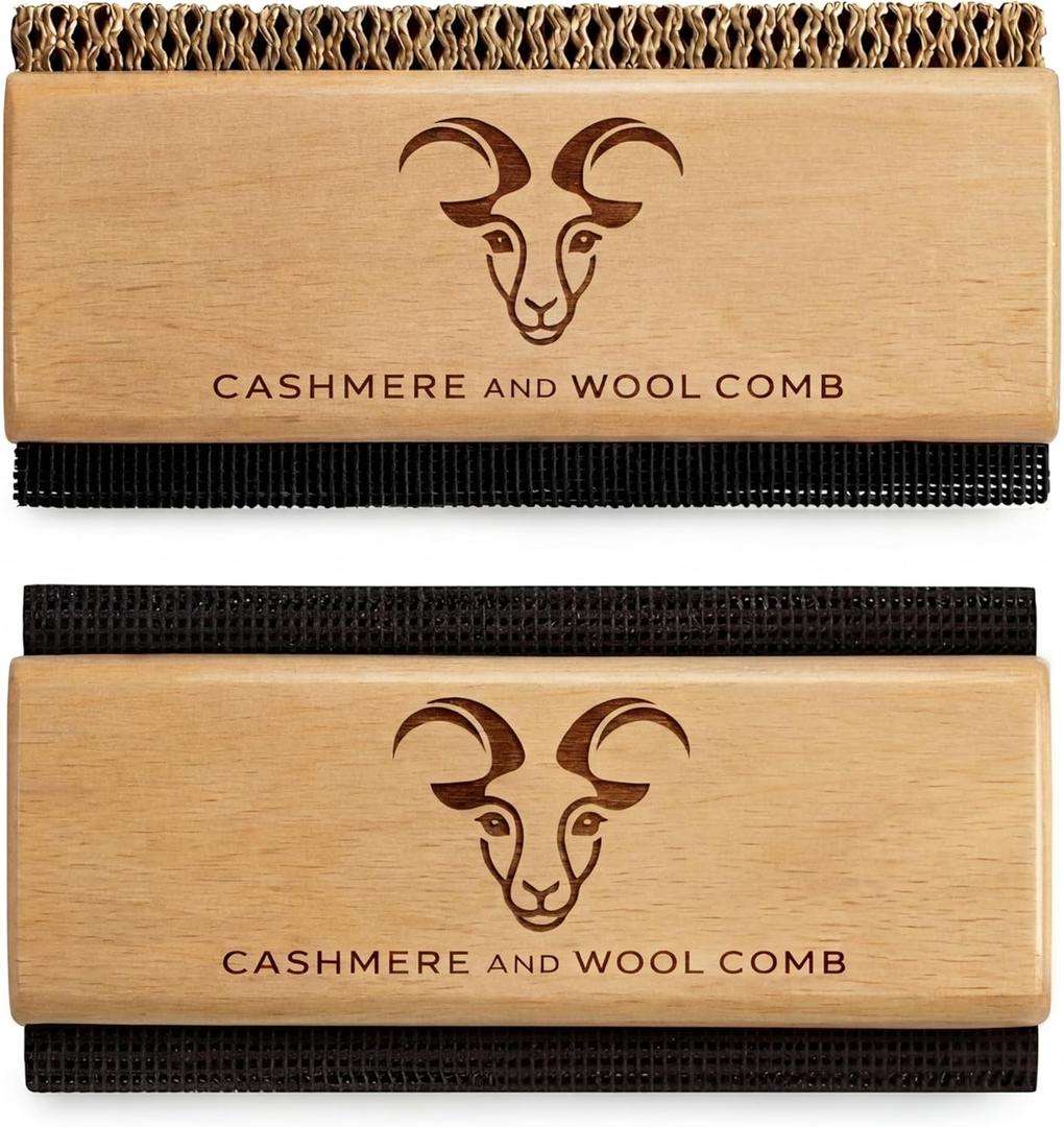 3 x Cashmere Comb and Sweater Shaver Set (2 Pack) – Sweater Shavers | Shavers to Remove Pilling, Fuzz & Pills from Cashmere, Wool, Clothing, Premium Double Sided Fabric Shaver & Wood Sweater Comb