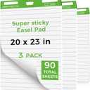 Sticky Easel Pads 20 x 23 Inches, 3 Pack Anchor Chart Paper for Teachers, Self Stick Flip Chart Paper with Sticky Back for Classroom, Office, 30 Sheets/Pad (Lined), 20 inches x 23 inches x 1.9 inches