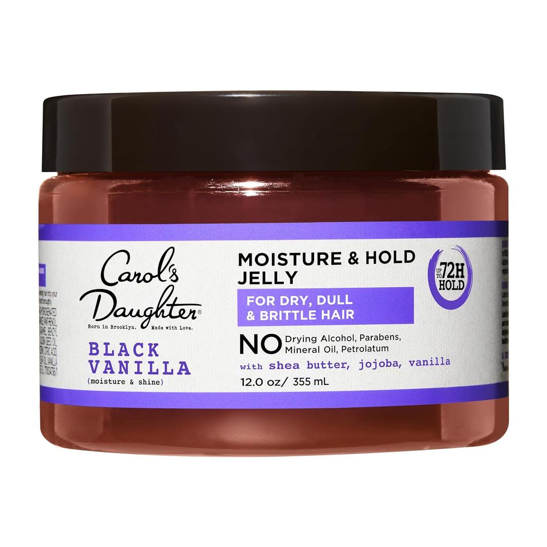 3 x Carol's Daughter Black Vanilla Moisture and Hold Jelly, Hair Gel For Dry Hair with Shea Butter, Jojoba and Vanilla, 12 Fl Oz