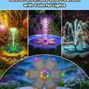 SZMP Solar Fountain Upgraded, 3.5W Snowflake Double Layer Colorful Lights, 2000mAh Battery 4 Fixes & 7 Nozzles, Solar Bird Bath Fountain for Garden Patio Pond Outdoor Dcor