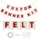 Custom Banner Kit, 28 Burlap Banner with 92 Felt Letters, Make Your Own Diy Customizable Kit for Birthday Wedding Party Decorations (White+red gold)