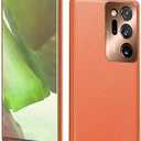 For Samsung Galaxy Note 20 Ultra Case with Leather Quality and Full Metal Lens Back,Slim Cover,Anti-Drop,Orange