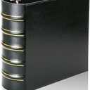 LETVPVOW Vintage Hardback 3 Ring Binder 3 Inch, Professional Leather Binder 3 Ring, Three Ring Binders Fits 8.5 x 11, D Ring Binders for Photo Album, Home, School and Office Supplies-Black