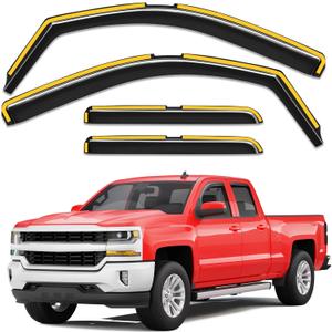 in-Channel Window Rain Guards Fit for Chevy Silverado/GMC Sierra 2014-2018 Double Cab,Truck Extra Durable Window Visors Window Deflectors Vent Visors Vent Shades Car Accessories