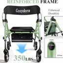 Cosydora Rollator Walkers for Seniors with Seat, 13.6 Lbs Ultra Lightweight Foldable Rolling Walker, 350Lbs Heavy Duty Aluminum, 8" All Terrain Wheels, Dual Adjustable Height, Sage Green