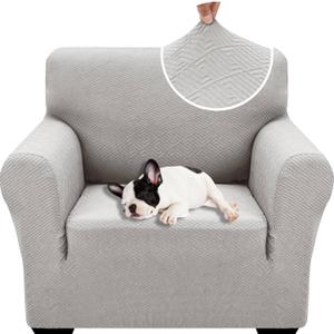 XINEAGE 2026 New Stretch Armchair Covers 1 Piece Chair Slipcovers Chair Protector for Living Room Thick Soft Chair Cover with Elastic Bottom Couch Cover for Pets Kids (31"-46", Silver Grey)