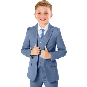 Boys Formal Suit 5 Piece Set, Toddler Tuxedos for Wedding, Suits for Teens Boy Dress School Clothes (Blue), Size: 5