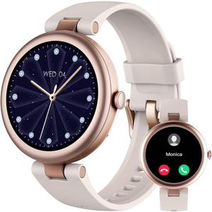 Fitness Tracker, Round Fitness Watches for Women with Bluetooth Call Heart Rate Monitor Sleep Tracker Calorie/Step Counter, Birthday Gift for Women Lady Mom Waterproof (Starlight)