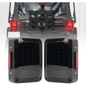 JHLion Jeep JK Tail Lights, Smoke Lens LED Tail Lights w/ Turn Signal & Back Up Light with Brake Light for Jeep Wrangler JK JKU 2007-2018 (Smoke)