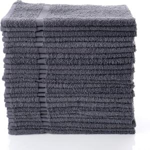 Simpli-Magic Cotton Hand Towels 16"x27" (12 Pack) – Soft Towels for Bathroom, Kitchen, Salon & Gym (Gray)