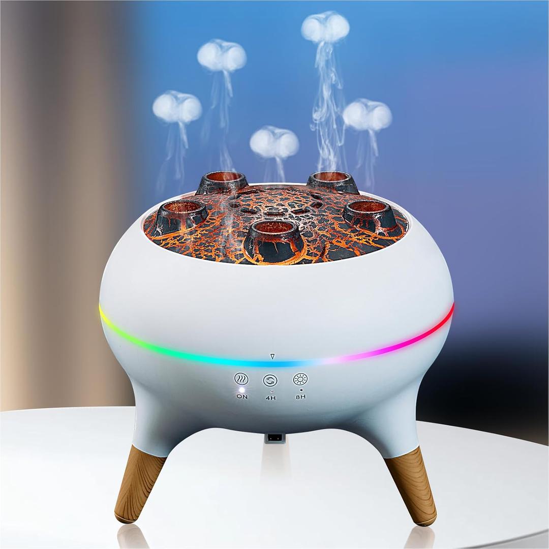 Essential Oil Diffuser 250ML,Jellyfish Diffuser Air Humidifiers Sound Pickup Ultrasonic Aromatherapy Diffuser Remote Control 7 Color Lights for Home Bedroom Office Hotel(White)
