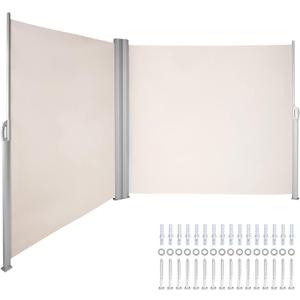 VEVOR Retractable Side Awning, UV 50 71''x236'' Rugged Full Aluminum Rust-Proof Side Awning Patio Sunshine Privacy Divider, 280 g Thicken Wind Screen, for Courtyard, Roof Terraces Pools, Beige