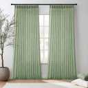 MIULEE Sage Green Linen Curtains 90 Inches Long 2 Panels for Bedroom Living Room, Back Tab & Pleat Tape with Hooks Soft Thick Linen Textured Window Drapes Semi Sheer Light Filtering Farmhouse Decor