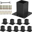 6 x 6 Post Base10PCS,Inner Size 5.6"x5.6"Deck Post Base,Heavy Duty Metal Black Powder Coated Post Brackets,for Mailbox Post Deck Supports Porch Railing Post Holders