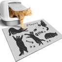 Cute Cat Litter Mat,24x16 Inch - Easy Clean, Anti Slip Trapping Mat for Box & Kitty Litter, Cute Small Rug, Indoor Cat Accessories,White