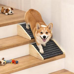TIMHAKA 2 Pack Dog Ramp for Stairs, Upgraded Widened Non-Slip Dog Stairs for Small Medium Dogs, Wooden Pet Steps for Staircase, Steps and Stairs Assist for Injured & Aged Pets