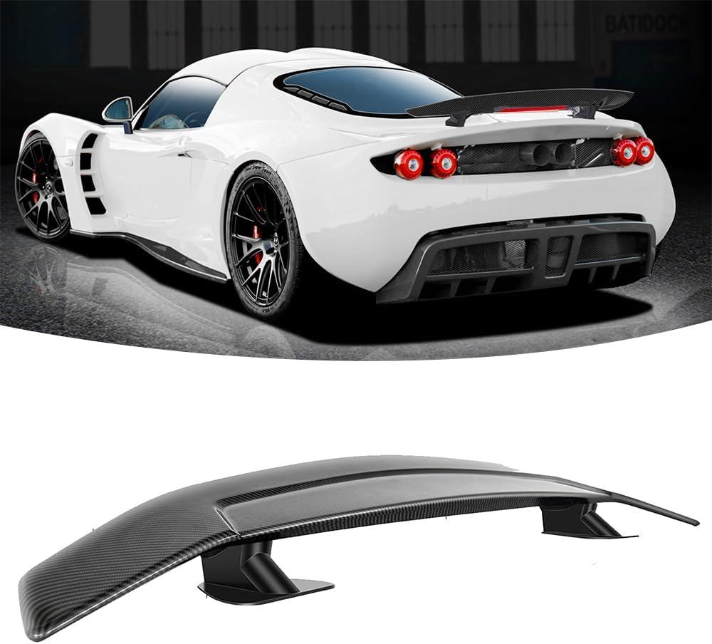 DREAMIZER 47" Universal Car Rear Trunk Spoiler Wing Carbon Fiber Sport Style W/Adhesive Compatible with Ford Focus Honda Civic Accord Toyota Corolla Camry Nissan Altima Mazda and More