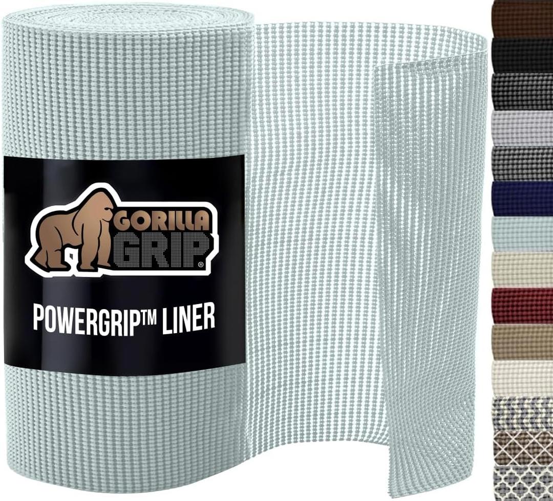 GORILLA GRIP powerGRIP Drawer Shelf and Cabinet Liner, Thick Strong Hold, Non-Adhesive Liners Protect Kitchen Cabinets and Cupboard, Bathroom Drawers, Easy Install, Breathable Mat, 20" x30', Spa Blue