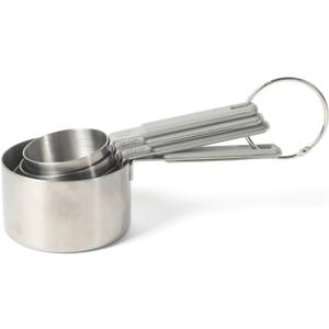 Calphalon Prime 4 Piece Stainless Steel Measuring Cups W/Taupe Silicone Handles