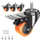 Stem Caster Wheels 2 inch Heavy Duty, Swivel Threaded Stem Mount Casters Set of 4 with American Size UNC 1/4"-20 x 1