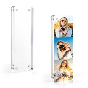 Vowcarol Photo Booth Frame 2x6 Picture Frame, Clear Acrylic Frame, Strong Magnetic 2x6 Acrylic Picture Frames, Free Standing Desktop Display- 1 Pack