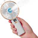 2 x Small Portable Misting Fan Rechargeable: Powerful Hand held Usb Mister Fan 2000mAh for Women Girl Outdoor Travel