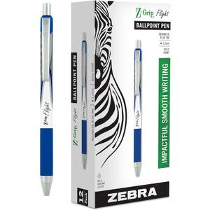 Zebra Pen Z-Grip Flight Retractable Ballpoint Pen, Bold Point, 1.2mm, Blue Ink, 12-Pack (21920)