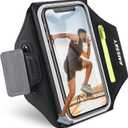 Running Armband [3D Design] with Key Pouch, Running Phone Holder for iPhone 16 15 14 13 12 11 Pro Max Plus, Samsung S25 S24 S23 S22 [Up to 6.9 Inch], Gym Workouts Sports Arm Band with Card Holder