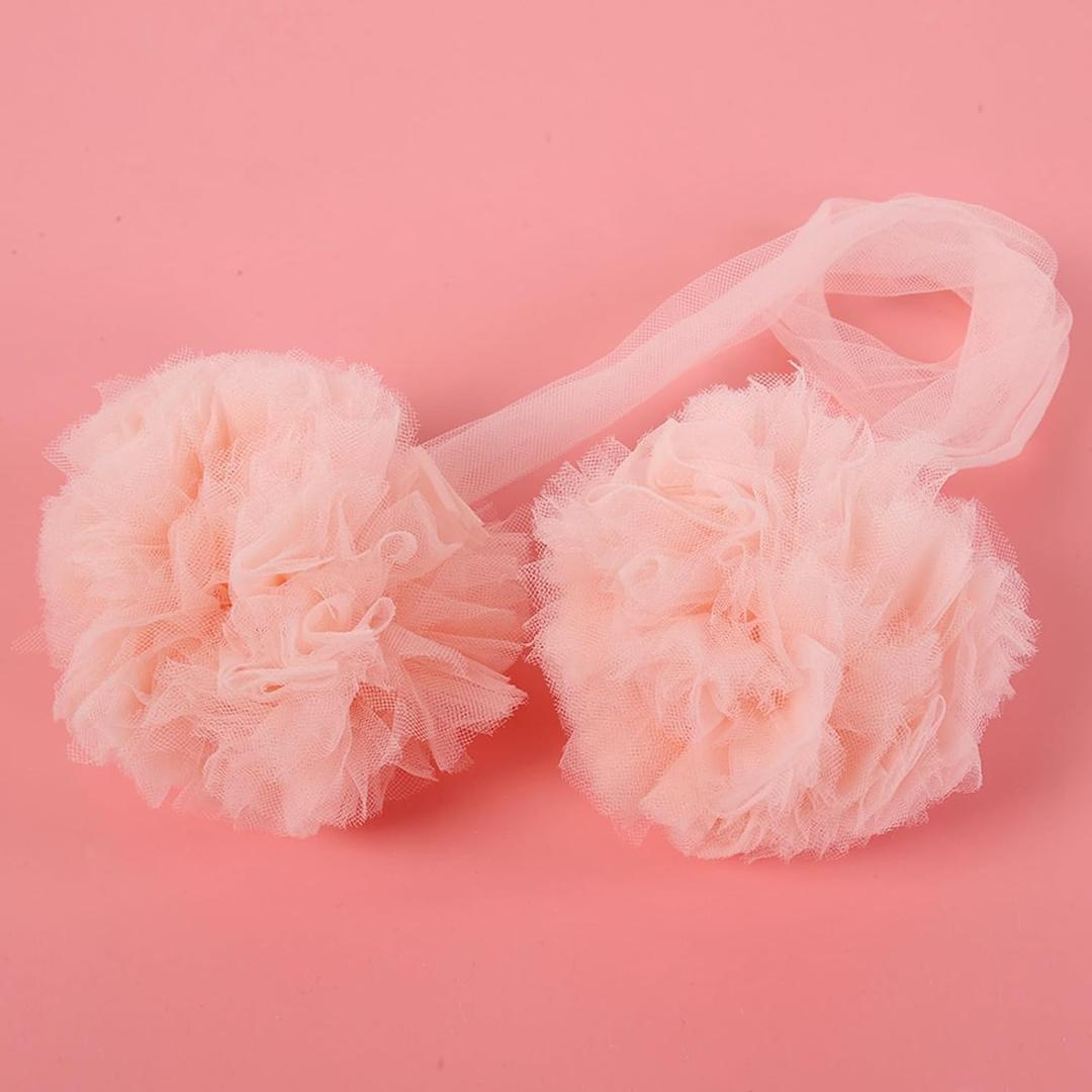 Net for Crib Baby Girl with Hanging Flower Ball Bed Decor Baby Bed Net Crib Accessories Wall Decor for Kids Room White (Pink)