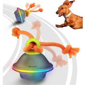 Interactive Dog Toys, Automatic Moving and Rolling LED Light Up Dogs Ball with Rope, Motion-Activated Wicked Ball for Small Medium Pup, Stimulation Toy for Boredom Relief (Blue)