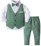 Yilaku Boys Suits Ring Bearer Outfit Toddler Suits with Vest+Shirt+Pants Sets Kids Dress Clothes for 18 Months-9 Years Green White