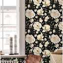 HAOKHOME Black Floral Peel and Stick Wallpaper Vintage Roses Peonies Removable Wall Paper Contact Paper for Kitchen Bathroom Black/Beige/Olive 17.7in x 9.8ft