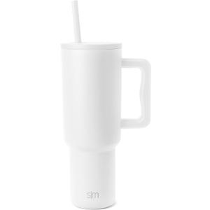 Simple Modern 40 oz Trek Tumbler with Handle and Straw Lid | Cup Holder Friendly Insulated Stainless Steel Travel Mug | Winter White