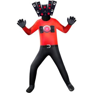 Poterloy Toilet Costume for Kids Camera Speaker Man Cosplay Video Game Jumpsuit for Halloween 5-12 Years