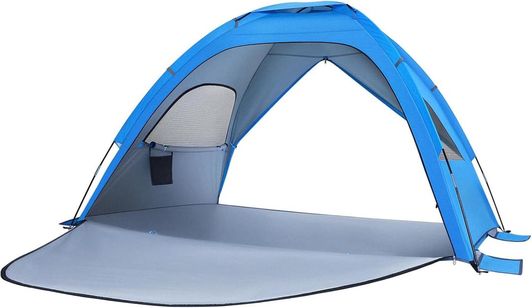 Milisten Portable Double-Door Beach Tent Large Family Shelter for Camping Hiking UPF Sun Lightweight Folding Design Dark People