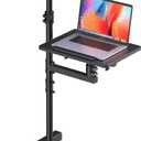 2 Shelves Projector Stand Tripod, Mobile Laptop Cart on Wheels Projector Tripod Stand Adjustable Height 45 to 64 Inches, Overbed Table with Wheels, Rolling Laptop Floor Stand for Couch