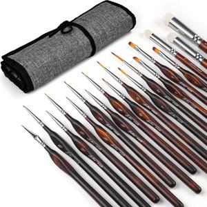 Golden Maple Miniature Paint Brushes Drybrush18PCS Micro Detail Paint Brush Set, Small Fine Detail Model Brushes for Acrylics, Watercolors & Paint by Number, Figurine  Cocoa Brown