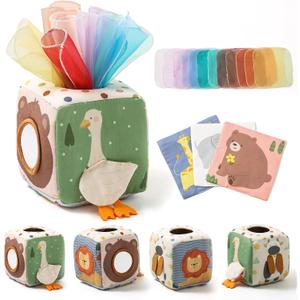 Youuys Baby Tissue Box Toy for Babies 6-12 Months - Montessori Toys Baby Tissue Box Sensory Toys for 1 Year Old - Boy Girl Gifts for Babies 6 12 18 Months Old