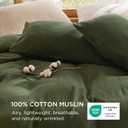 Bedsure 100% Muslin Cotton Duvet Cover Queen Size - Ultra-Soft Gauze Duvet Cover, PureWoven Breathable & Lightweight Bedding Set with Zipper Closure and Corner Ties (Olive Green, Queen, 90"x90")