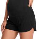 Maternity Athletic Shorts Over Belly Quick Dry Workout Athletic Running Pregnancy Shorts with Liner Pockets (Black, M)