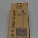 Pandaloo Glass Cups With Lids and Straws -20 Fl Oz- Perfect Size Iced Coffee Cup - Smoothie Cup With Bamboo Lid and On the go Lid (Creamy Mushroom, 1 Count (Pack of 1)