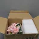 Hollyone Light Pink Peonies Artificial Flowers with Vase Faux Flowers Peony Fake Flowers Silk Flower Arrangements in Glass Vase with Faux Water for Bathroom Table Centerpiece Shelf Home Decor