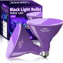 PAR38 Halloween LED Black Light Bulbs 2 Pack,E26 Base 20W(200W Equivalent) Black Light UVA Level 385-400nm, Glow in The Dark for Blacklight Party,Poster,Neon Glow,Body Paint