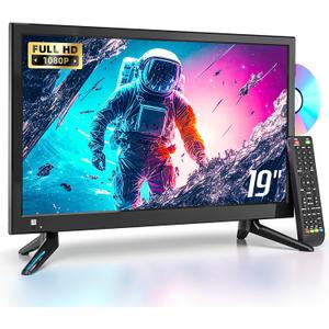 Desobry 19 INCH TV with DVD Player Built in 1081P LCD TV DVD Player Combo with HDMI USB Monitor for Home, Kitchen, RV Camper, or Office,