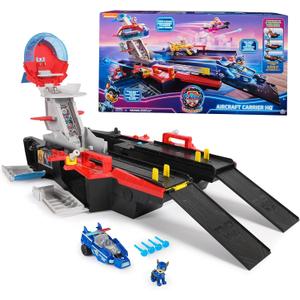 Paw Patrol: The Mighty Movie, Aircraft Carrier HQ, with Chase Action Figure and Mighty Pups Cruiser, Kids Toys for Boys & Girls 3+