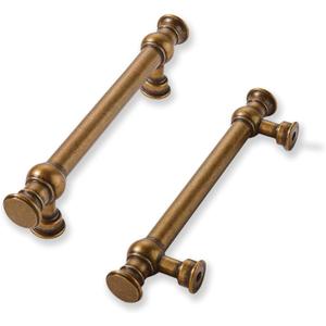 khtumeware 2 Pack 3inch(76mm) Hole Center Antique Brass Cabinet Pulls Solid Heavy Duty Pull Cabinet Hardware Handle for Kitchens cabinets Dressers Pull for Bathroom