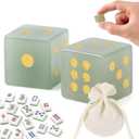 2 PCS Crystal Mahjong Dice Set with Custom – 15mm Easy-to-Read Acrylic Dice for Family Games & Parties, Includes 2 Dices + Velvet Bag for Mahjong Lovers, Birthdays & Holidays