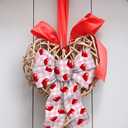 2 Pieces Valentines Bows for Wreath, Valentine's Day Wreath Bows Pink Buffalo Plaid Bows Red Heart Craft Bows Ornaments Farmhouse Tree Bows for Front Door Wedding Valentines Decorations