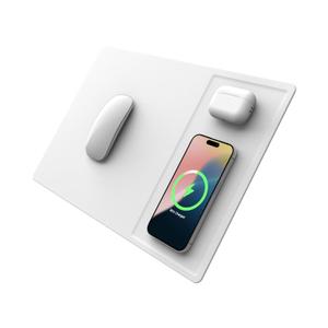 POUT - H3 PRO Dual Qi Wireless Charging Mouse Pad Mat - Dual Fast Wireless Chargers - for MacBook, Laptop & Desk - Charges iPhone, Airpods, Samsung Galaxy & More (Polar White)