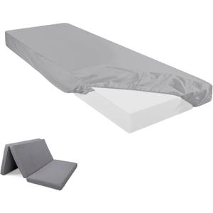 Breling Fitted Sheet (Sheet Only) Compatible with Milliard Trifold Mattress Folding Mattress Fitted Microfiber Bedsheet for Camp Bunk Rvs Bed(Light Gray,Single,4'')